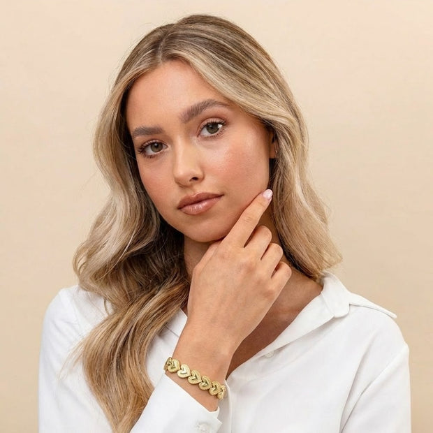 18K ZŁOTA Bransoletka Splecione Serca - SzAphir