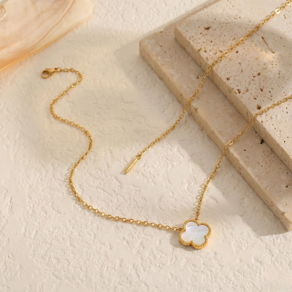 18K ZŁOTY Naszyjnik Koniczyna - SzAphir