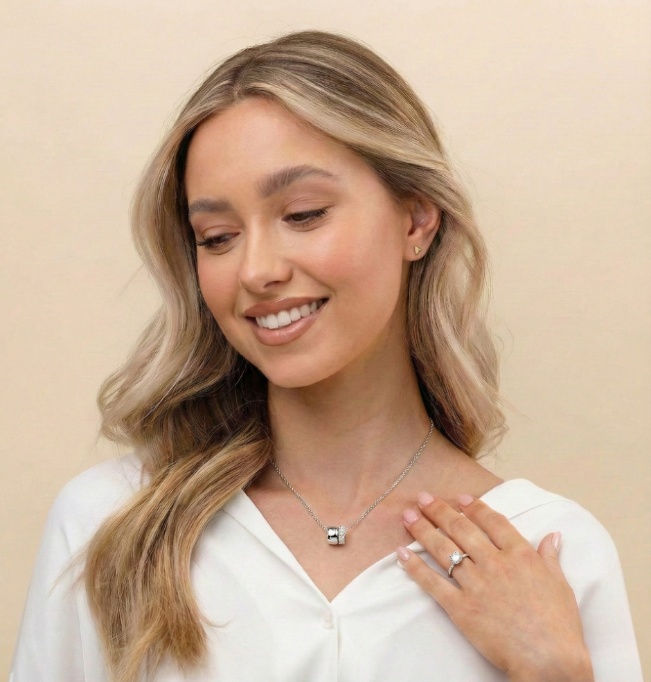 SREBRO Łańcuszek ze Srebrną oraz Diamentową Obrączką - SzAphir