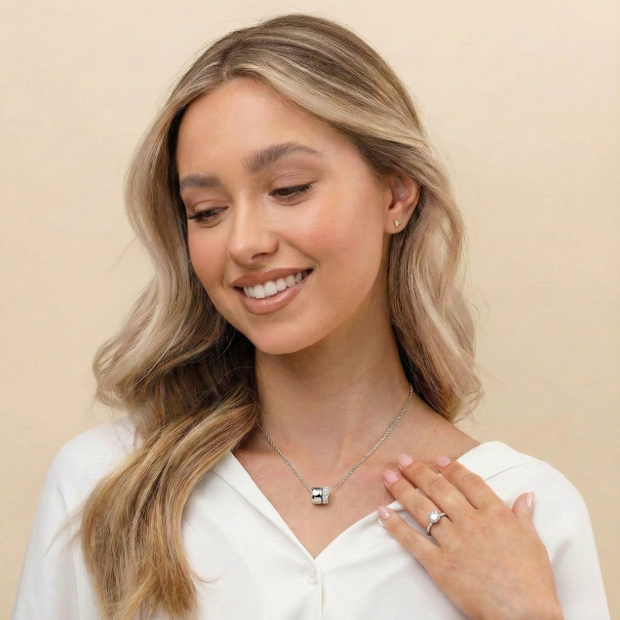 SREBRO Łańcuszek ze Srebrną oraz Diamentową Obrączką - SzAphir