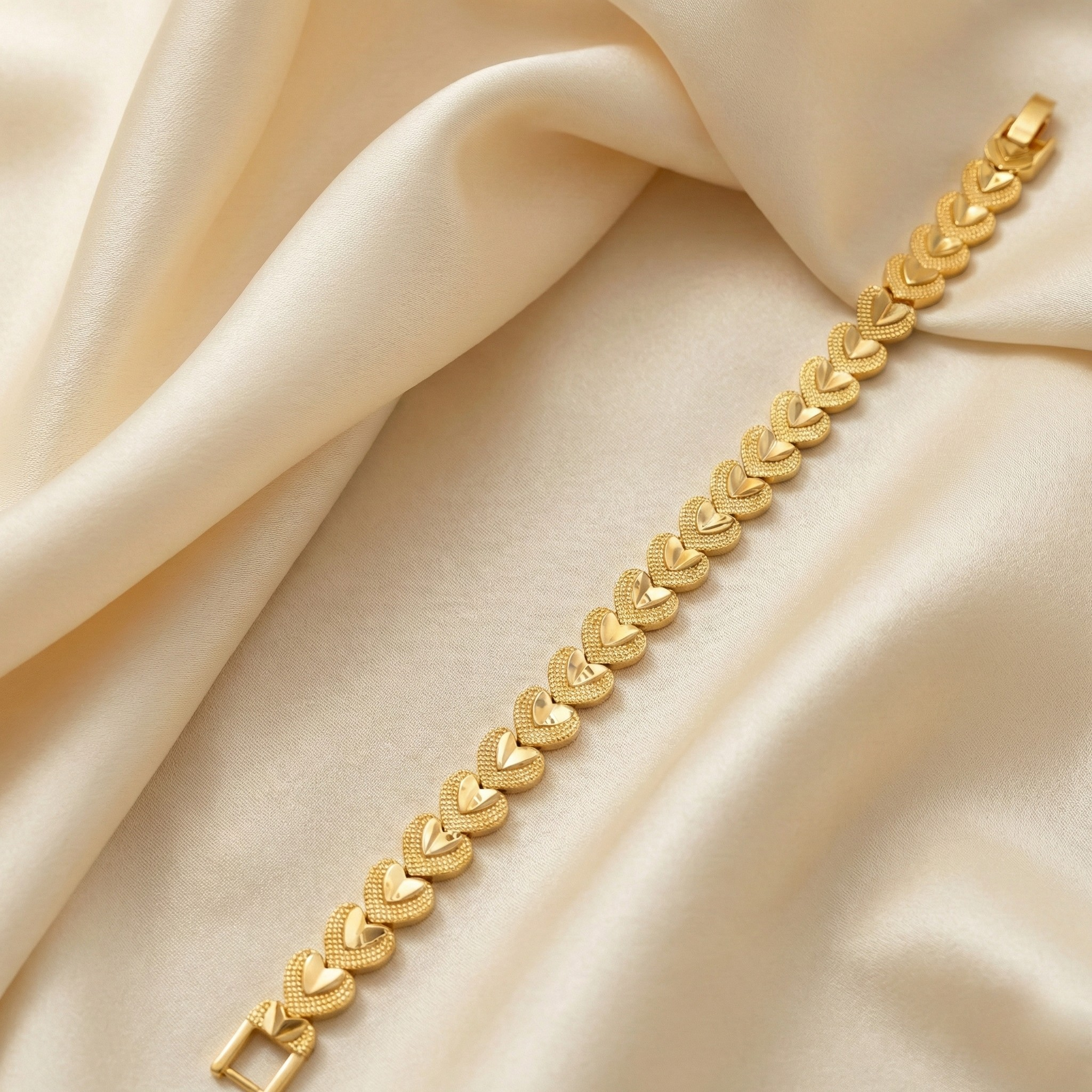 18K ZŁOTA Bransoletka Splecione Serca - SzAphir