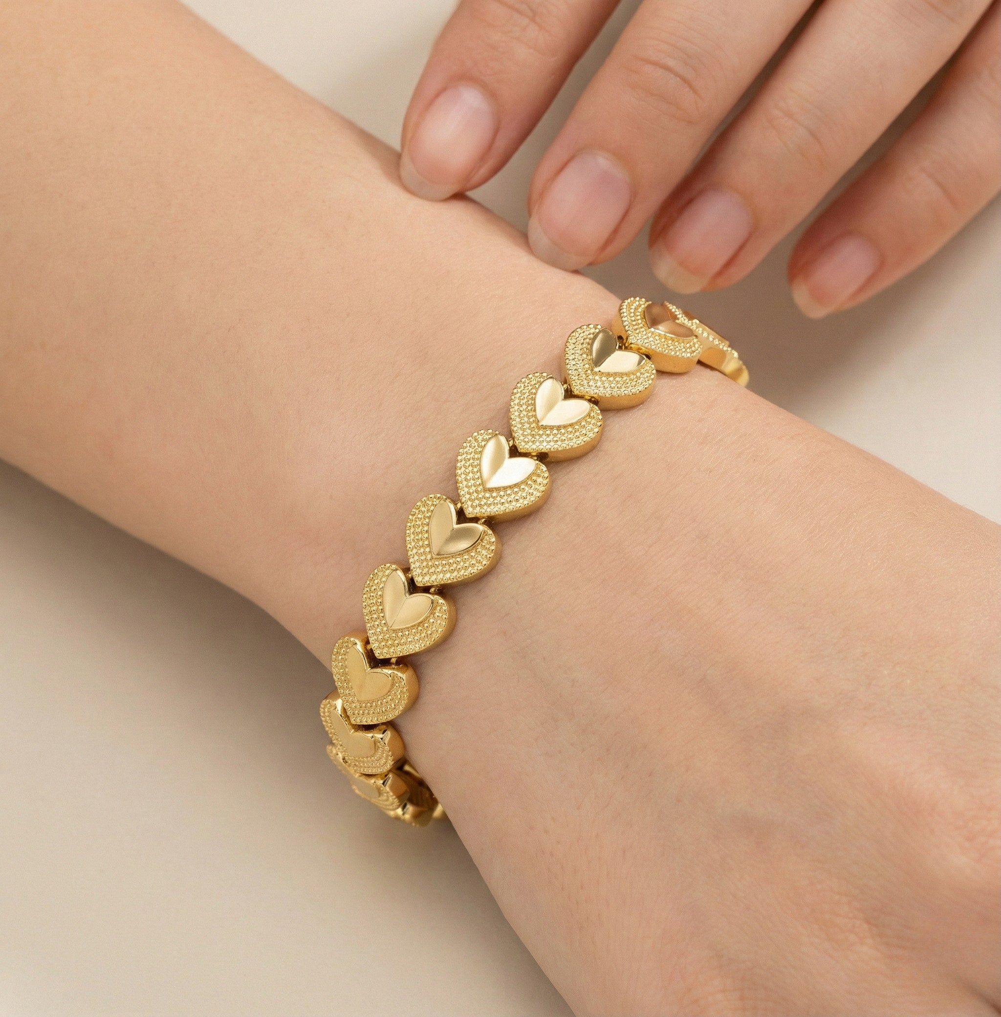 18K ZŁOTA Bransoletka Splecione Serca - SzAphir