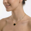 18K ZŁOTY Naszyjnik Koniczyna koloru czarnego - SzAphir