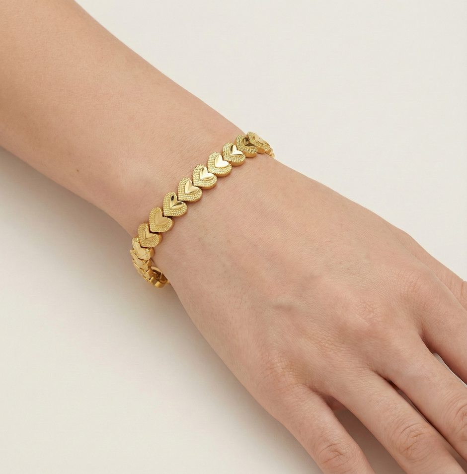 18K ZŁOTA Bransoletka Splecione Serca - SzAphir