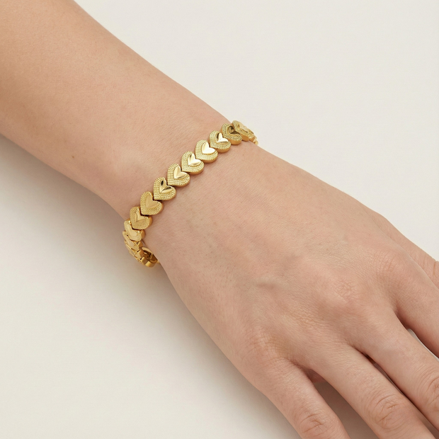 18K ZŁOTA Bransoletka Splecione Serca - SzAphir