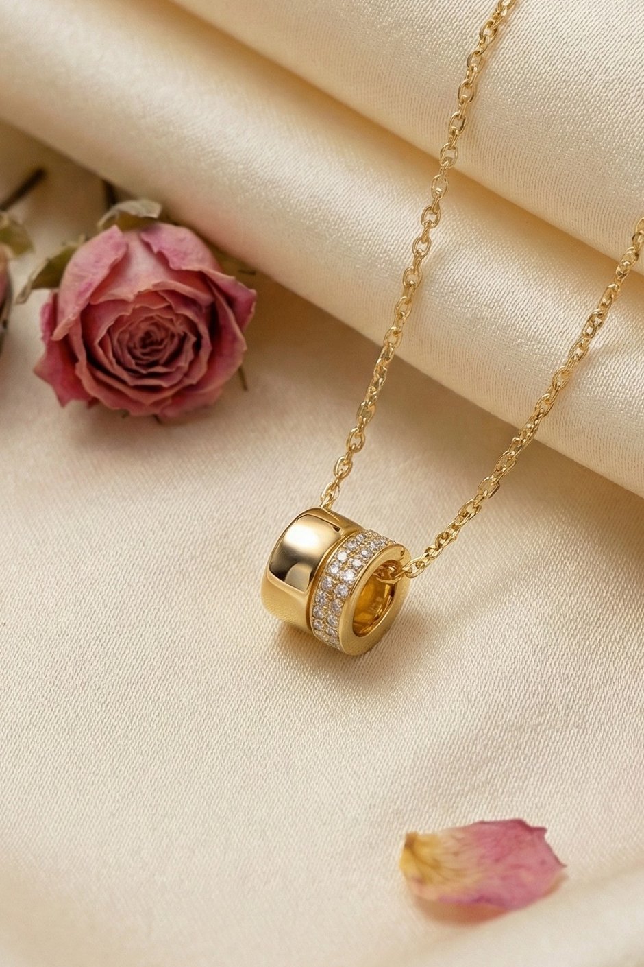 18K ZŁOTO Łańcuszek ze Złotą oraz Diamentową obrączką - SzAphir